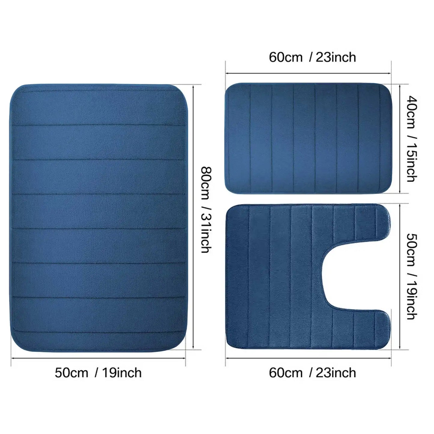 3Pc Sets Bath Mats Non Slip Memory Foam Bathroom Soft Rugs Water Absorption Dry Fast Bath Mat Machine Washable For Home Floor
