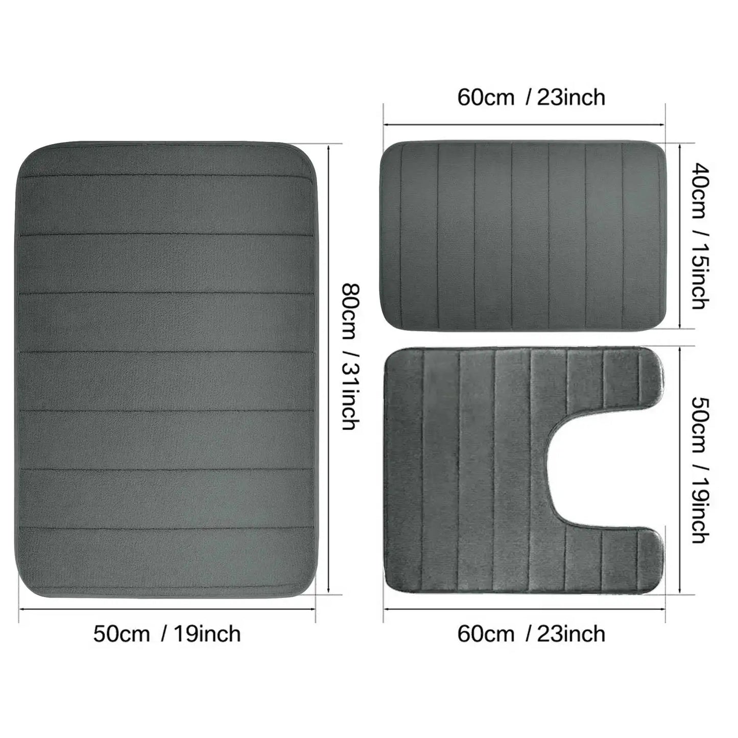 3Pc Sets Bath Mats Non Slip Memory Foam Bathroom Soft Rugs Water Absorption Dry Fast Bath Mat Machine Washable For Home Floor