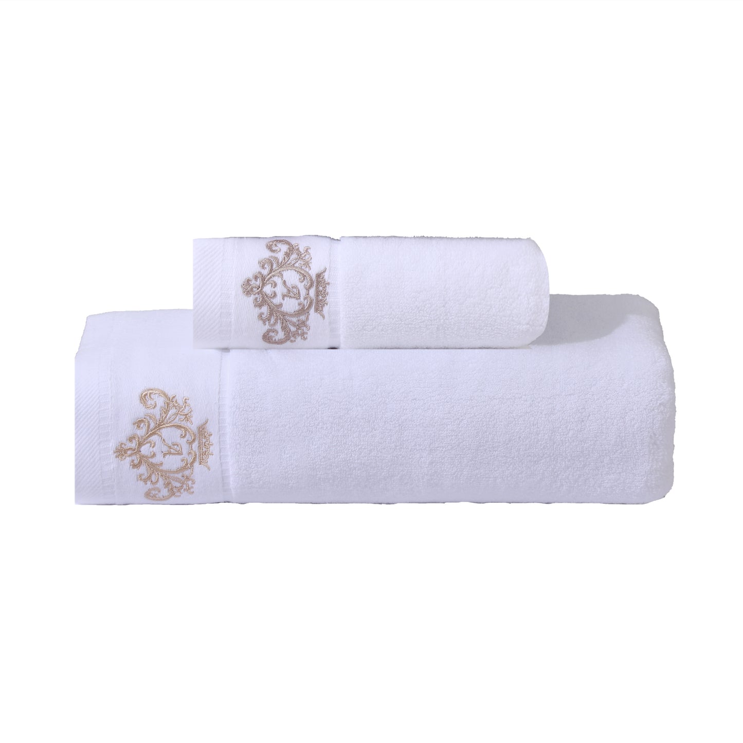 1/2/4pcs Crown Pattern Cotton Towel Set – Soft, Absorbent & Durable Hand and Bath Towels for Family Use