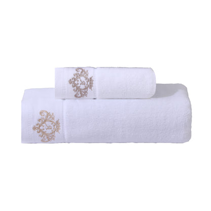 1/2/4pcs Crown Pattern Cotton Towel Set – Soft, Absorbent & Durable Hand and Bath Towels for Family Use