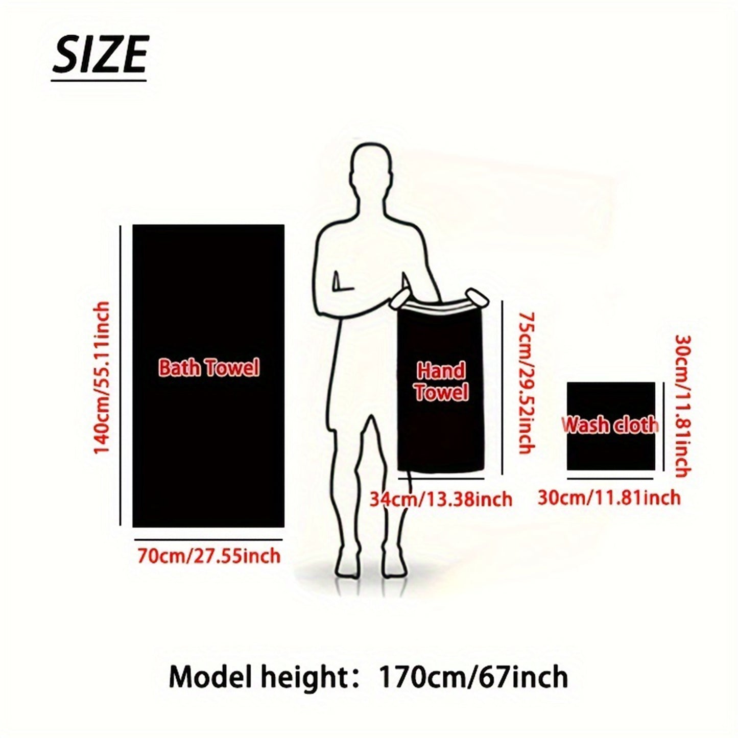 Absorbent Towel Set – 12pcs Highly Absorbent – 4 Washcloths, 4 Hand Towels & 4 Bath Towels