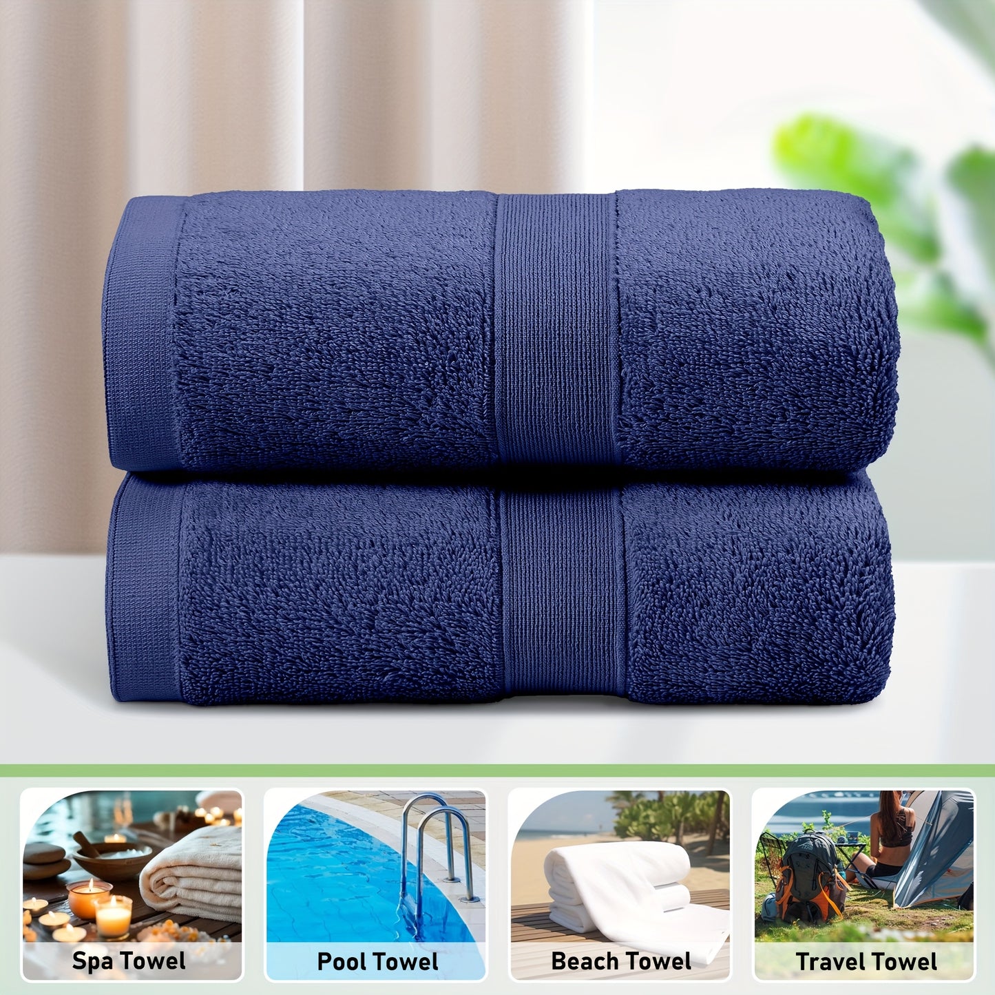 Cotton Bath Towel Set – 2pcs Extra Large – Ultra Soft, Premium Quality