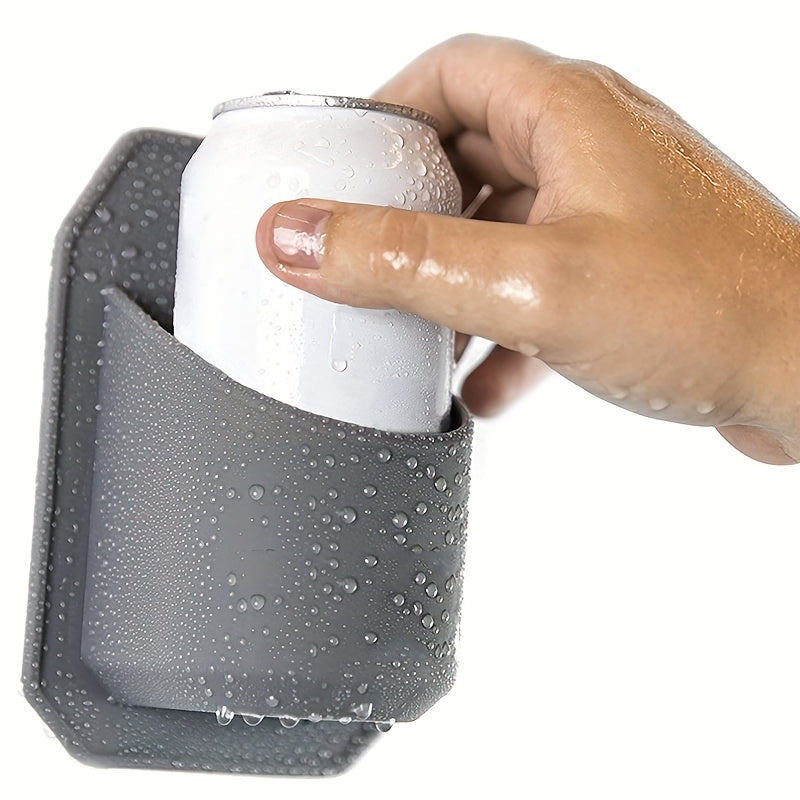 1pc Silicone Shower Beer Holder, Wall-mounted Beverage Can Rack With Grip, Bathroom Drink Caddy, Universal Smartphone Stand, Waterproof Stick-on Cup Holder, Home Essential Bath/Bathroom Accessories