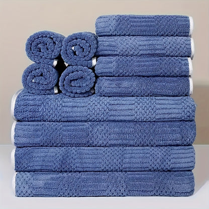 Absorbent Towel Set – 12pcs Highly Absorbent – 4 Washcloths, 4 Hand Towels & 4 Bath Towels