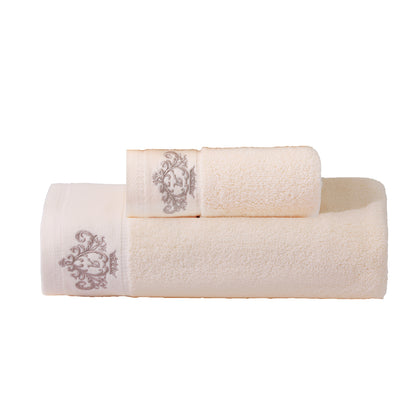 1/2/4pcs Crown Pattern Cotton Towel Set – Soft, Absorbent & Durable Hand and Bath Towels for Family Use