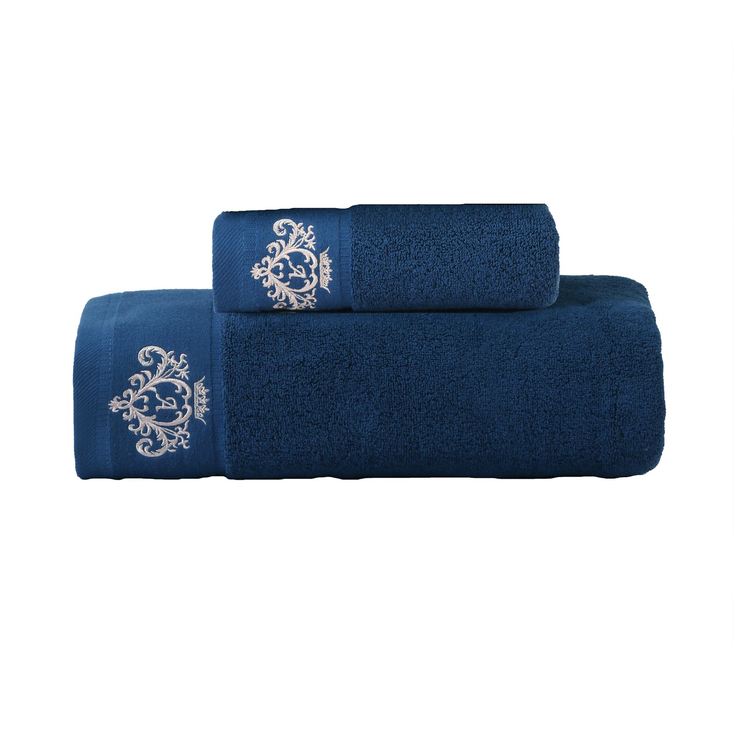 1/2/4pcs Crown Pattern Cotton Towel Set – Soft, Absorbent & Durable Hand and Bath Towels for Family Use