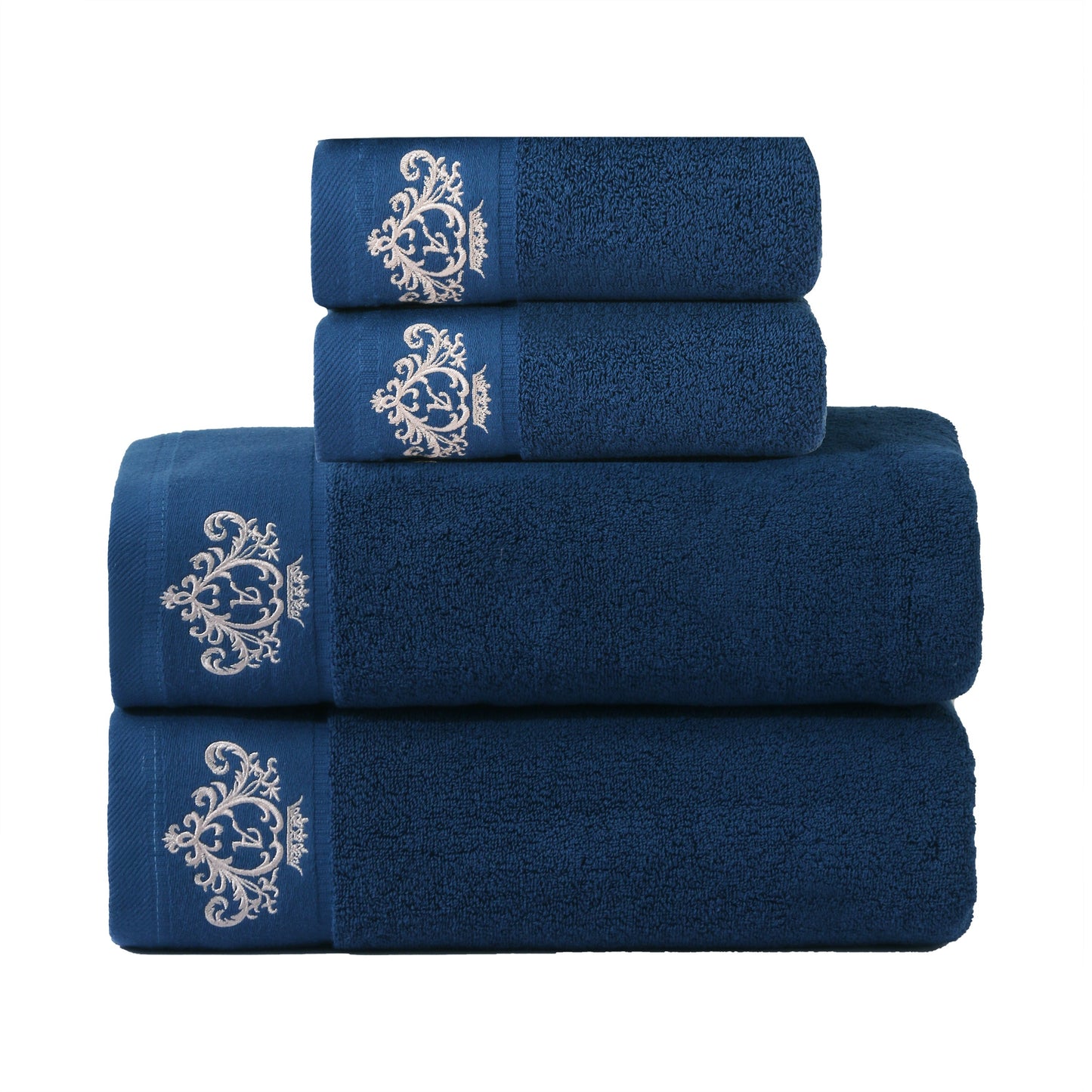 1/2/4pcs Crown Pattern Cotton Towel Set – Soft, Absorbent & Durable Hand and Bath Towels for Family Use