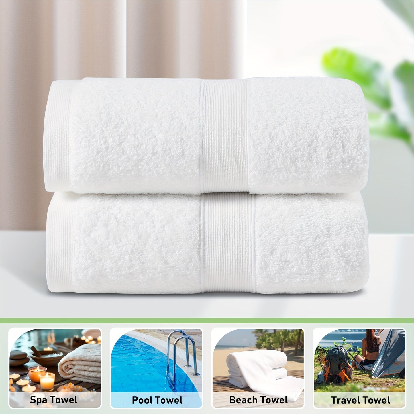 Cotton Bath Towel Set – 2pcs Extra Large – Ultra Soft, Premium Quality