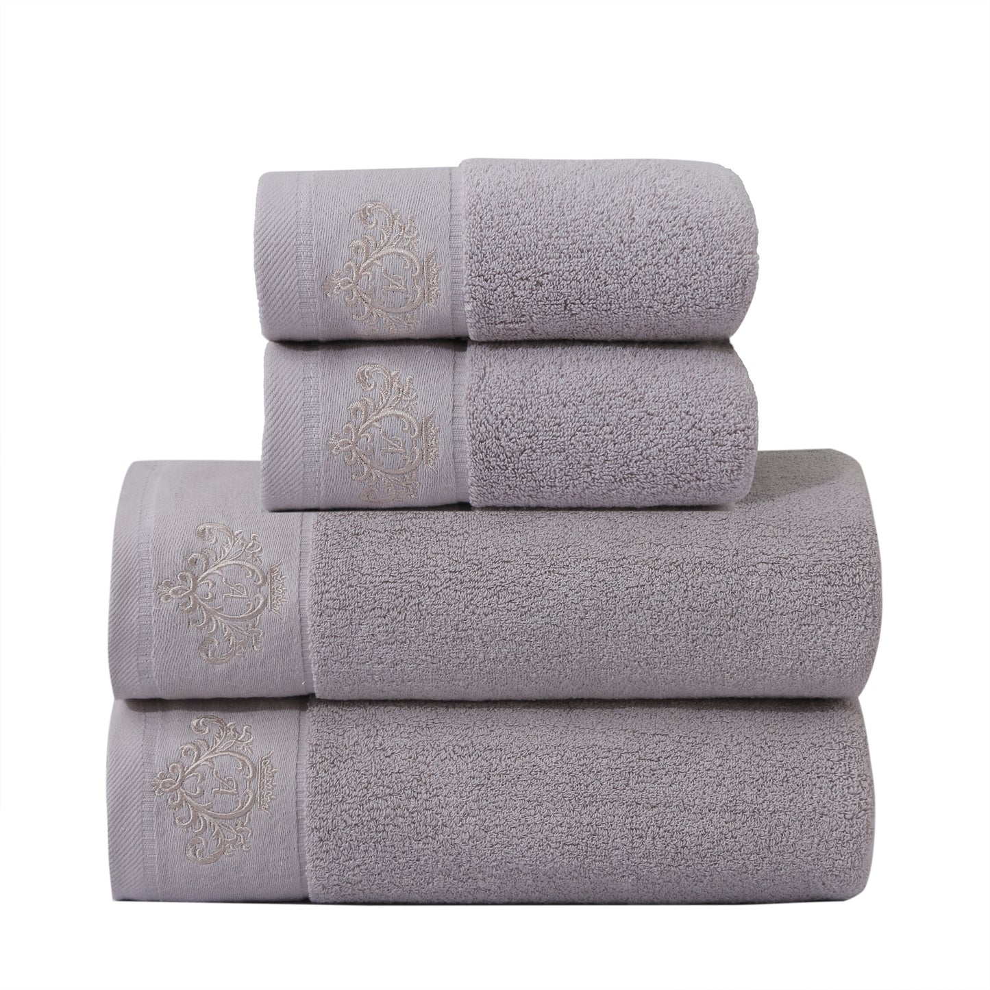 1/2/4pcs Crown Pattern Cotton Towel Set – Soft, Absorbent & Durable Hand and Bath Towels for Family Use