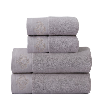 1/2/4pcs Crown Pattern Cotton Towel Set – Soft, Absorbent & Durable Hand and Bath Towels for Family Use