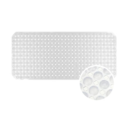 Non-Slip Bath Mat with Drain Holes - Quick Dry TPE Shower Floor Mat, Stays Flat No Curling