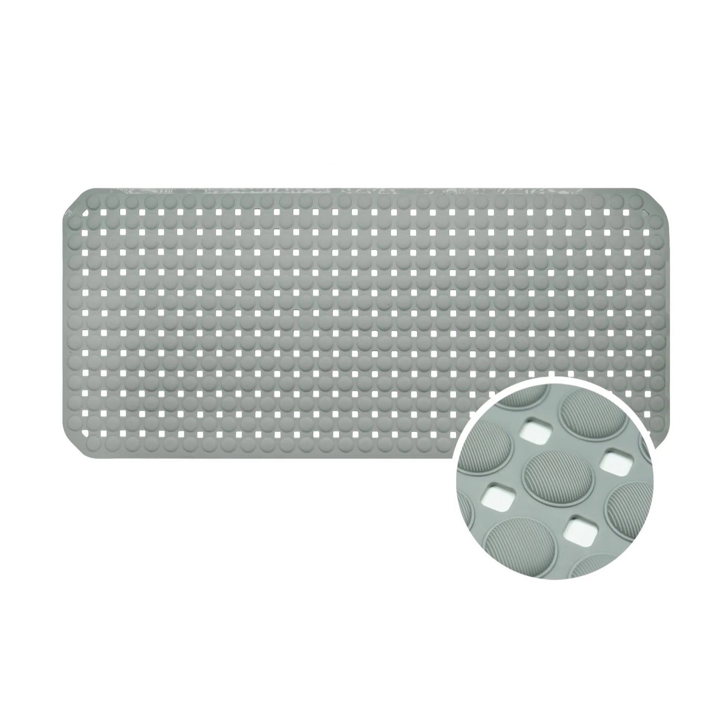 Non-Slip Bath Mat with Drain Holes - Quick Dry TPE Shower Floor Mat, Stays Flat No Curling