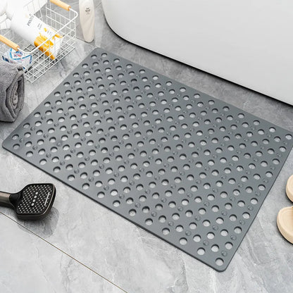 Square Bathroom Mat with Suction Cup Round Hole Design Non-slip Shower Anti-fall Home Shower Massage Fast Drainage Mat