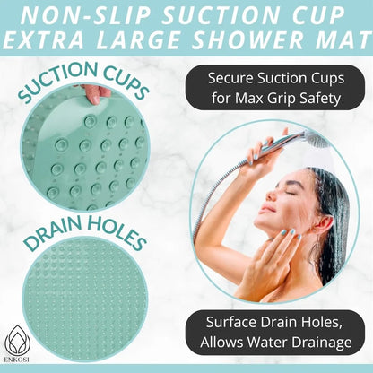 Square Bathroom Mat with Suction Cup Round Hole Design Non-slip Shower Anti-fall Home Shower Massage Fast Drainage Mat