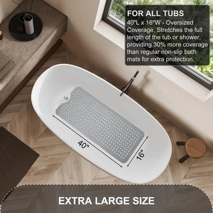 Bath Tub and Shower Mats Non Slip Bath Mat, Non Slip 40 x 16 Inch Extra Large Bathtub Mat, Machine Washable Bathmat with Drain