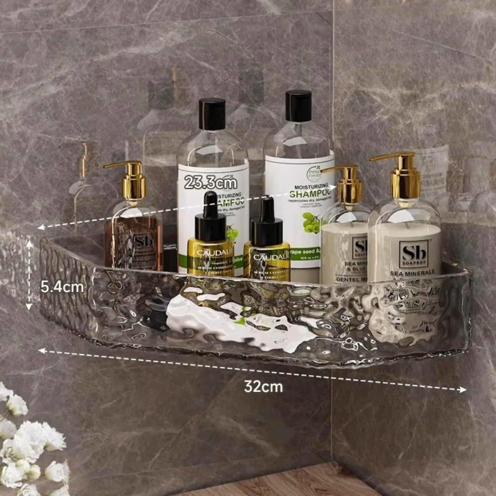 Corner Shelf Wall Mount Corner Glacier Design Bathroom Shelf Organizer Shampoo Soap Storage Shower Caddy Bathroom Accessories