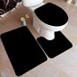 Black Bath Mat Set Modern Solid Colour Home Doormat Carpet Flannel Bathroom Decor Floor Rugs U-shaped Pad With Toilet Lid Cover