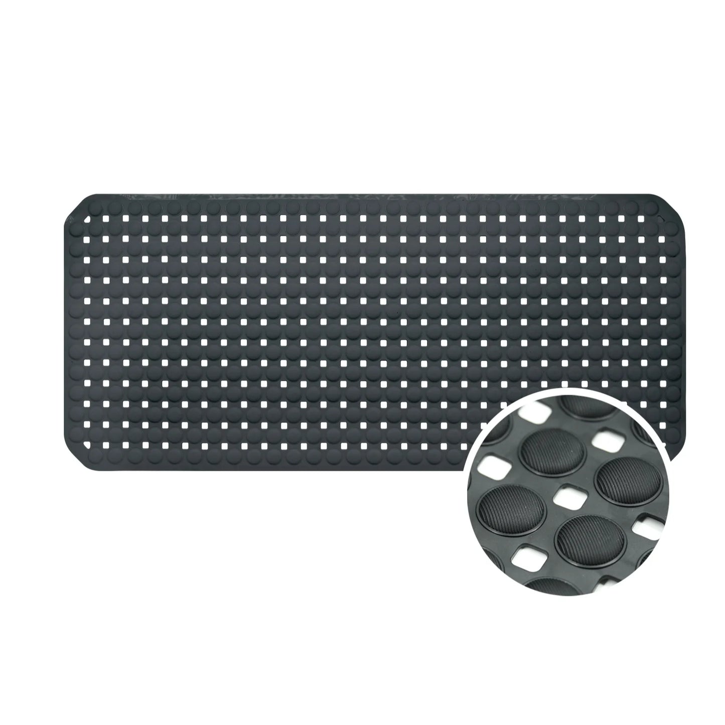 Non-Slip Bath Mat with Drain Holes - Quick Dry TPE Shower Floor Mat, Stays Flat No Curling
