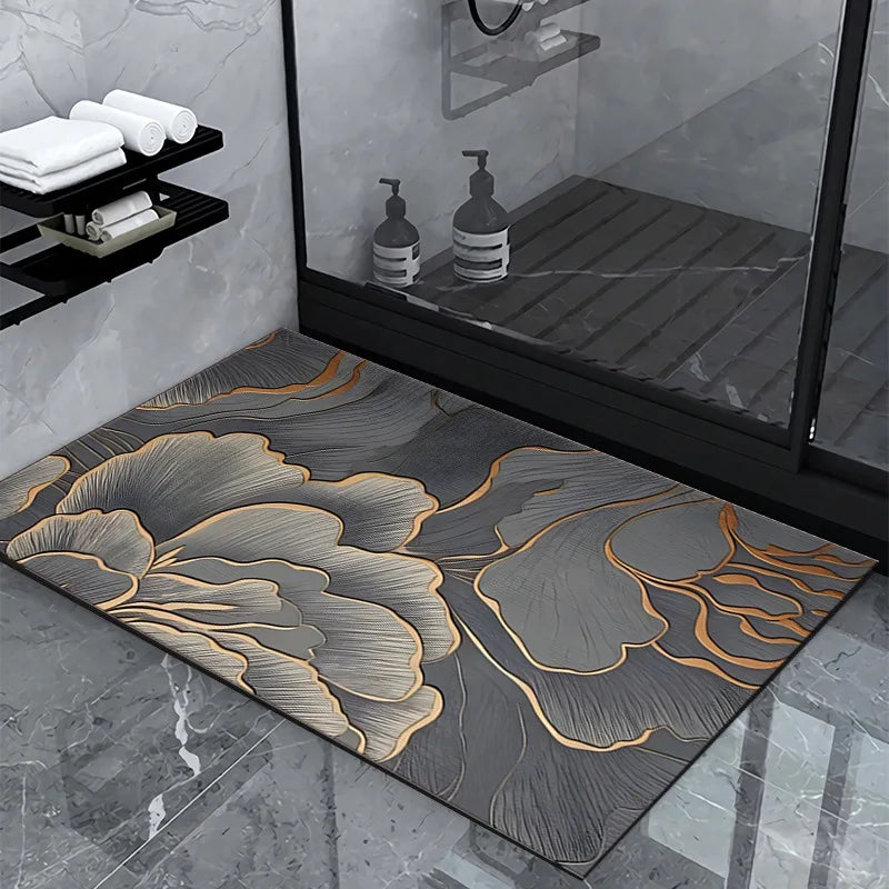 Luxury Diatom Mud Bath Mat – Super Absorbent, Non-Slip, Easy to Clean Bathroom Rug