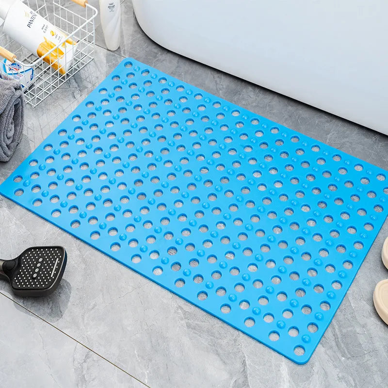 Square Bathroom Mat with Suction Cup Round Hole Design Non-slip Shower Anti-fall Home Shower Massage Fast Drainage Mat