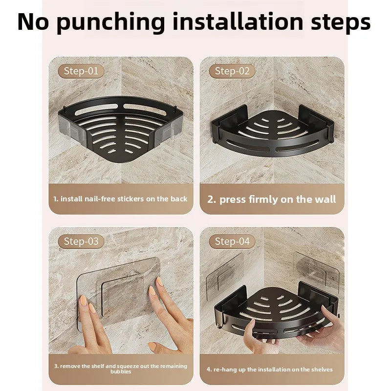 3/2/1 PCS Strong Adhesive No Drill Shower Shelf Storage Upgraded Waterproof Bathroom Organizer Shampoo & Towel Holder Wall Mount