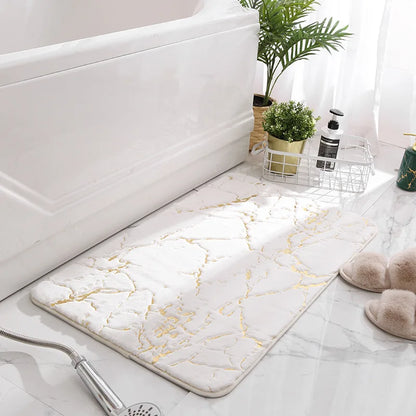 Marble Bathroom Rugs Nonslip Black Gold Bathroom Mats Soft Rabbit Fur Bath Mats for Bathroom Floor Mats Carpet коврик для ванной
