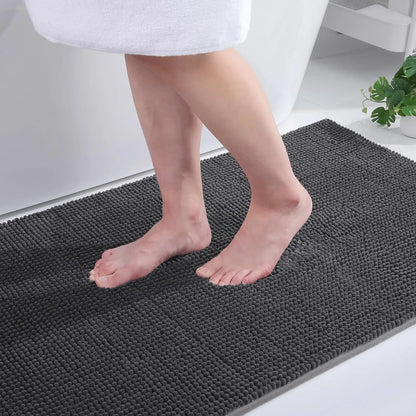 Olanly Non Slip Chenille Bath Mat Extra Soft Super Absorbent Bathroom Mat Fluffy Comfort Machine-Washable Dry Bath Rug Foot Mats