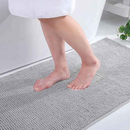 Olanly Non Slip Chenille Bath Mat Extra Soft Super Absorbent Bathroom Mat Fluffy Comfort Machine-Washable Dry Bath Rug Foot Mats