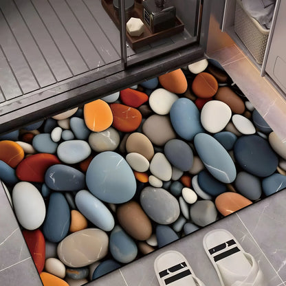 VIKAMA Pebble Pattern Facecloth Floor Mat Ins Style Non-Slip Bathroom Entrance Living Room Three Floor Mats Home Decoration