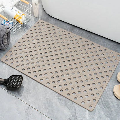 Square Bathroom Mat with Suction Cup Round Hole Design Non-slip Shower Anti-fall Home Shower Massage Fast Drainage Mat
