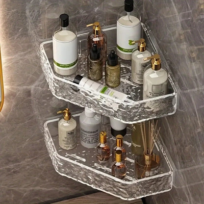 Corner Shelf Wall Mount Corner Glacier Design Bathroom Shelf Organizer Shampoo Soap Storage Shower Caddy Bathroom Accessories