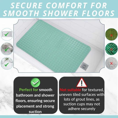 Square Bathroom Mat with Suction Cup Round Hole Design Non-slip Shower Anti-fall Home Shower Massage Fast Drainage Mat