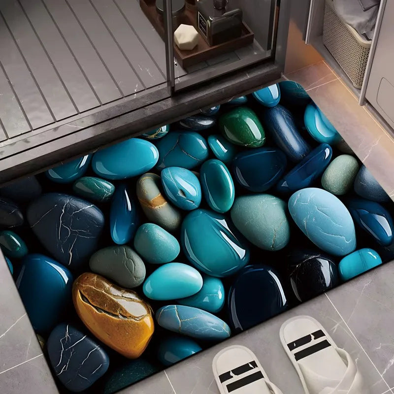 VIKAMA Pebble Pattern Facecloth Floor Mat Ins Style Non-Slip Bathroom Entrance Living Room Three Floor Mats Home Decoration