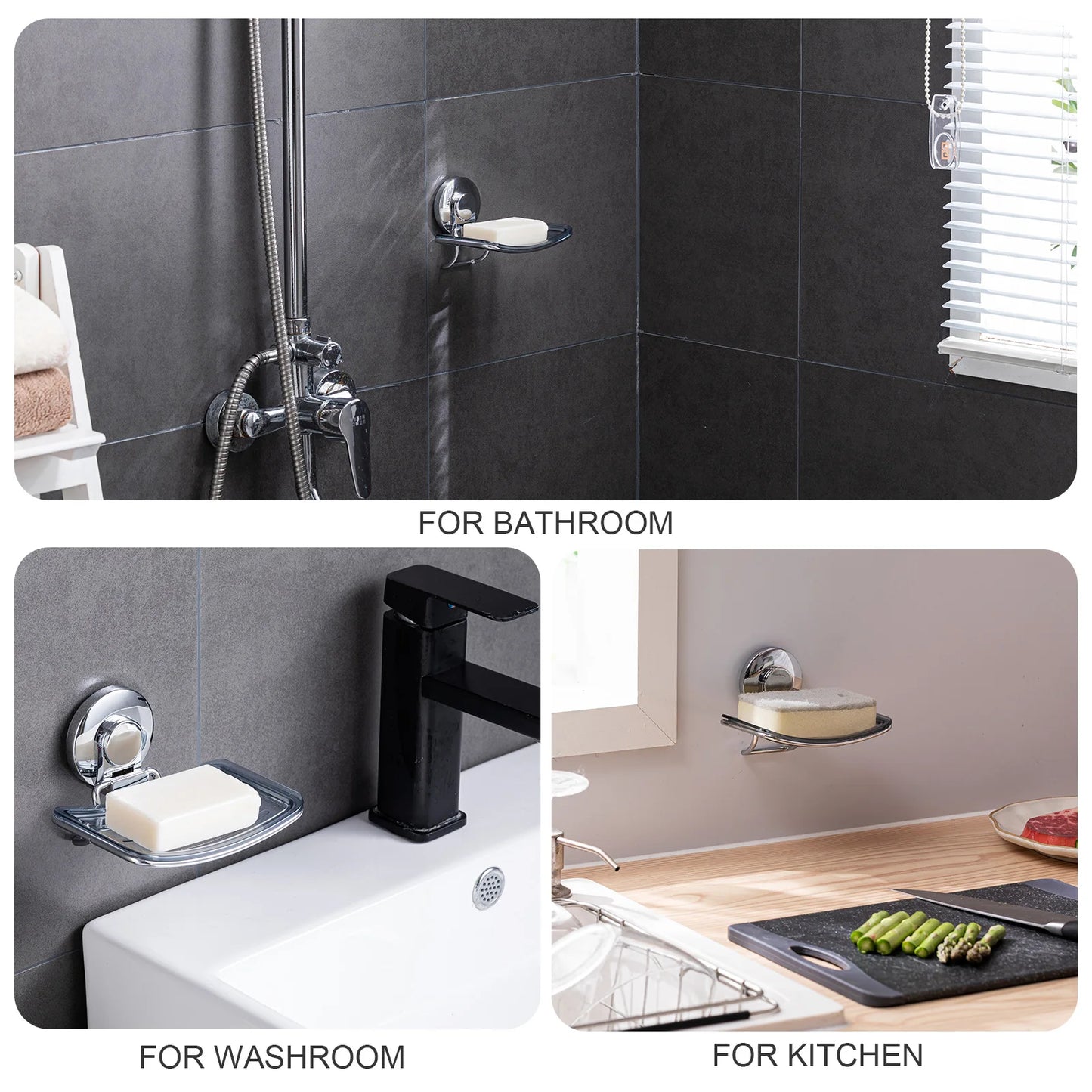TAILI Soap Holder Suction Cup Soap Dish for Shower Wall Mounted Bar Soap Saver Self Draining Soap Tray for Bathroom Kitchen
