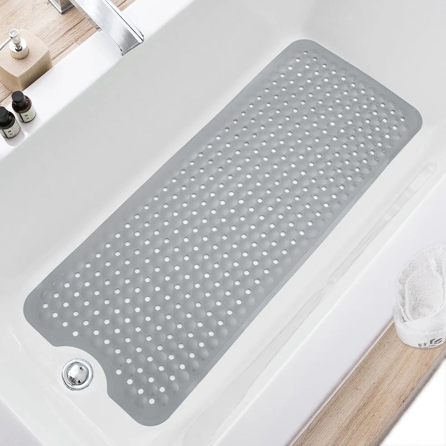 Bath Tub and Shower Mats Non Slip Bath Mat, Non Slip 40 x 16 Inch Extra Large Bathtub Mat, Machine Washable Bathmat with Drain