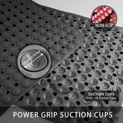 Non-Slip Bath Mat with Drain Holes - Quick Dry TPE Shower Floor Mat, Stays Flat No Curling