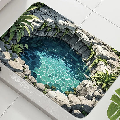 1PC koi print pattern bathroom anti slip floor mat shower room small carpet home decoration mat door mat absorbent foot mat