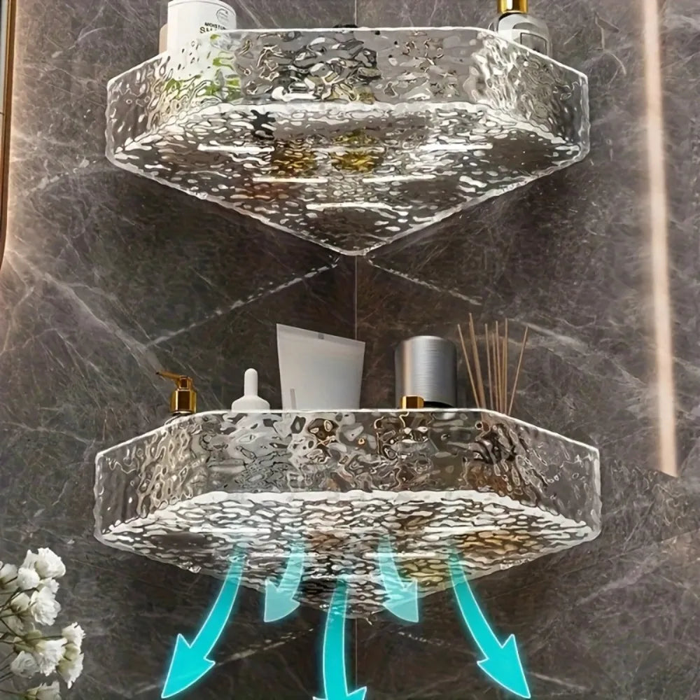 Corner Shelf Wall Mount Corner Glacier Design Bathroom Shelf Organizer Shampoo Soap Storage Shower Caddy Bathroom Accessories