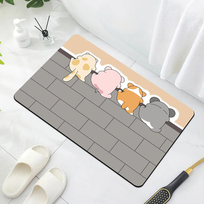 Cartoon Bathroom Soft Diatomaceous Mud Floor Mat, Bathroom Absorbent Foot Mat, Toilet Sink, Bedroom Mat, Carpet