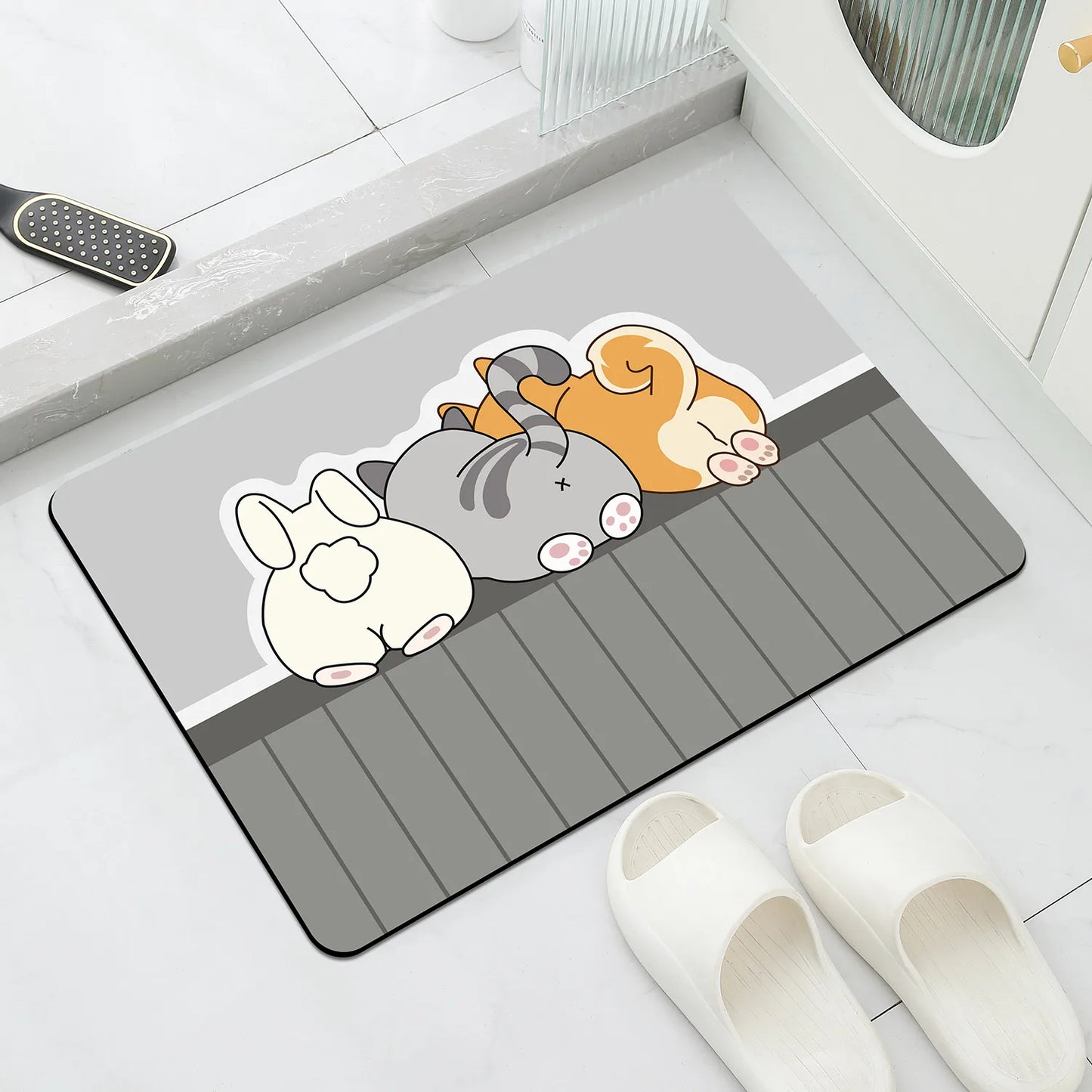 Cartoon Bathroom Soft Diatomaceous Mud Floor Mat, Bathroom Absorbent Foot Mat, Toilet Sink, Bedroom Mat, Carpet