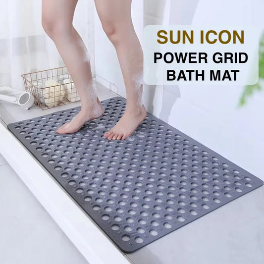Non Slip Bath Mat Power Grip Bathtub Safety Mat 43x75cm PVC Shower Mat for Tubs with Drain Holes Suction Cups Quick-drying