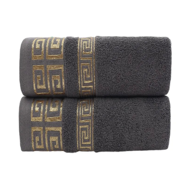 Cotton Towel Set – 2pcs Black Embroidered