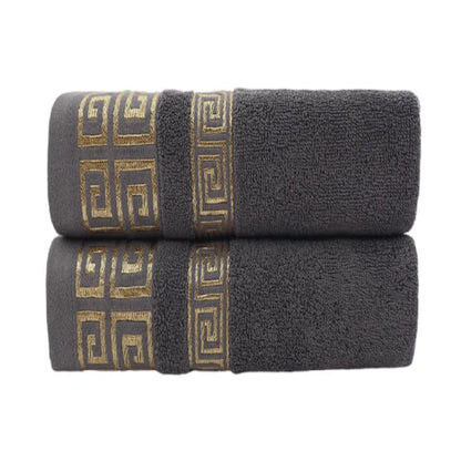 Cotton Towel Set – 2pcs Black Embroidered