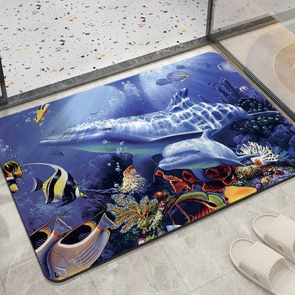 Home decoration bedroom living room entrance entrance floor mat sea animal dolphin pattern kitchen bathroom absorbent carpet