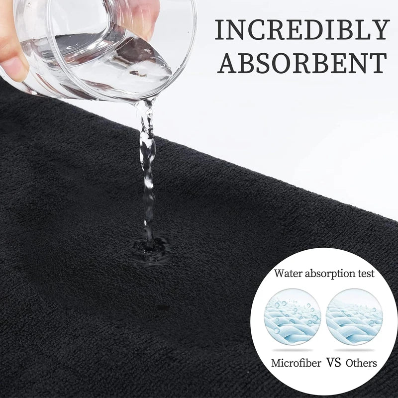 Microfiber Salon Towels Black for Hair Stylist Bleach Proof Hair Towel for Home Hotel Beauty Salon