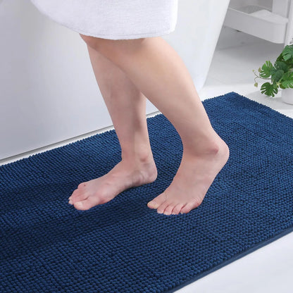 Olanly Non Slip Chenille Bath Mat Extra Soft Super Absorbent Bathroom Mat Fluffy Comfort Machine-Washable Dry Bath Rug Foot Mats