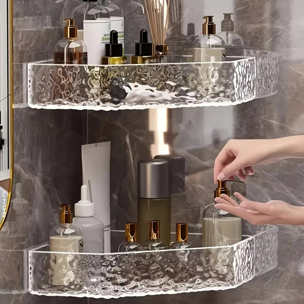 Corner Shelf Wall Mount Corner Glacier Design Bathroom Shelf Organizer Shampoo Soap Storage Shower Caddy Bathroom Accessories