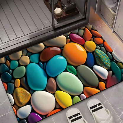 VIKAMA Pebble Pattern Facecloth Floor Mat Ins Style Non-Slip Bathroom Entrance Living Room Three Floor Mats Home Decoration