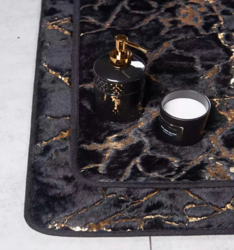 Marble Bathroom Rugs Nonslip Black Gold Bathroom Mats Soft Rabbit Fur Bath Mats for Bathroom Floor Mats Carpet коврик для ванной