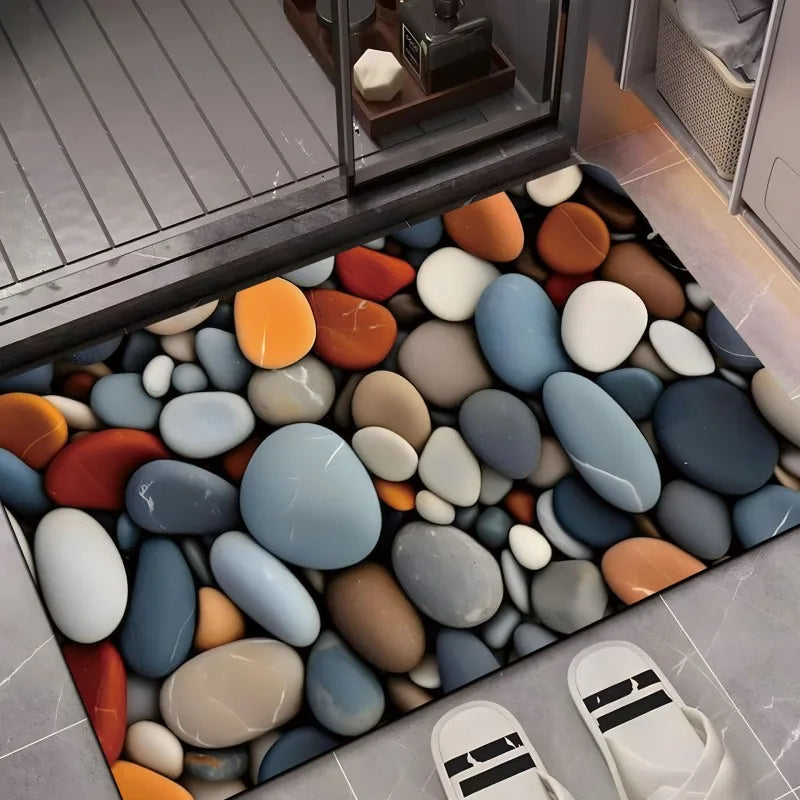 VIKAMA Pebble Pattern Facecloth Floor Mat Ins Style Non-Slip Bathroom Entrance Living Room Three Floor Mats Home Decoration